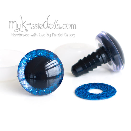 Glitter veiligheidsogen - Blauw